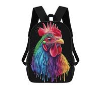 sinyumoney 17inch Children's Backpack 3D Printed Pop Art Rainbow Rhode Island Red Rooster Schoolbag Student Daypack Fashion Casual Lightweight School Bags for School College Travel