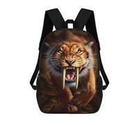 sinyumoney 17inch Children's Backpack 3D Printed Prehistoric Saber-Toothed Tiger Roaring Schoolbag Student Daypack Fashion Casual Lightweight School Bags for School College Travel