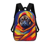 sinyumoney 17inch Children's Backpack 3D Printed Pug Blanket Cute Pixel Art Schoolbag Student Daypack Fashion Casual Lightweight School Bags for School College Travel