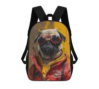 sinyumoney 17inch Children's Backpack 3D Printed Pug in Aviator Goggles Art Print Schoolbag Student Daypack Fashion Casual Lightweight School Bags for School College Travel