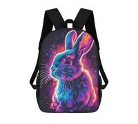 sinyumoney 17inch Children's Backpack 3D Printed Rabbit Neon Animal Schoolbag Student Daypack Fashion Casual Lightweight School Bags for School College Travel