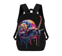 sinyumoney 17inch Children's Backpack 3D Printed Rainbow Snail Drip Art Schoolbag Student Daypack Fashion Casual Lightweight School Bags for School College Travel