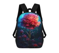 sinyumoney 17inch Children's Backpack 3D Printed Rainy Carnation Flower Schoolbag Student Daypack Fashion Casual Lightweight School Bags for School College Travel
