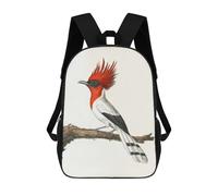 sinyumoney 17inch Children's Backpack 3D Printed Red-Crested Bird Illustration Schoolbag Student Daypack Fashion Casual Lightweight School Bags for School College Travel