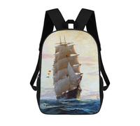 sinyumoney 17inch Children's Backpack 3D Printed Report Me All Well Boat Schoolbag Student Daypack Fashion Casual Lightweight School Bags for School College Travel