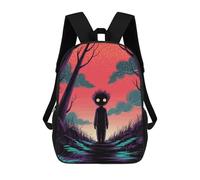 sinyumoney 17inch Children's Backpack 3D Printed Scary Child in A Colorful Landscape Schoolbag Student Daypack Fashion Casual Lightweight School Bags for School College Travel