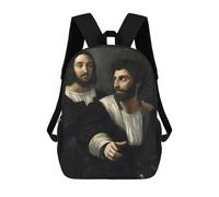 sinyumoney 17inch Children's Backpack 3D Printed Self Portrait with Friend Schoolbag Student Daypack Fashion Casual Lightweight School Bags for School College Travel