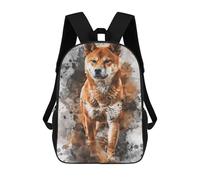 sinyumoney 17inch Children's Backpack 3D Printed Shiba Inu Watercolor Art Schoolbag Student Daypack Fashion Casual Lightweight School Bags for School College Travel