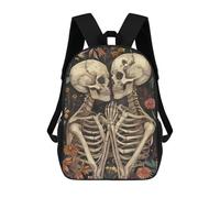 sinyumoney 17inch Children's Backpack 3D Printed Skeletons Love Schoolbag Student Daypack Fashion Casual Lightweight School Bags for School College Travel