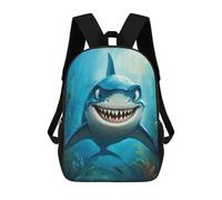 sinyumoney 17inch Children's Backpack 3D Printed Smiling Shark Illustration Schoolbag Student Daypack Fashion Casual Lightweight School Bags for School College Travel