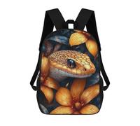 sinyumoney 17inch Children's Backpack 3D Printed Snake in Flowers Schoolbag Student Daypack Fashion Casual Lightweight School Bags for School College Travel