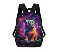 sinyumoney 17inch Children's Backpack 3D Printed Space Bulldog Adventure Schoolbag Student Daypack Fashion Casual Lightweight School Bags for School College Travel