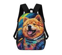 sinyumoney 17inch Children's Backpack 3D Printed Space Dog Adventure-125 Schoolbag Student Daypack Fashion Casual Lightweight School Bags for School College Travel
