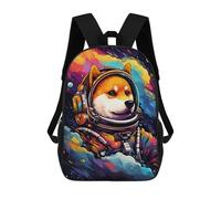 sinyumoney 17inch Children's Backpack 3D Printed Space Dog Astronaut Art Print-28 Schoolbag Student Daypack Fashion Casual Lightweight School Bags for School College Travel