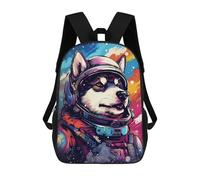 sinyumoney 17inch Children's Backpack 3D Printed Space Dog Explorer-149 Schoolbag Student Daypack Fashion Casual Lightweight School Bags for School College Travel