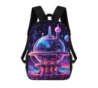 sinyumoney 17inch Children's Backpack 3D Printed Space Station Schoolbag Student Daypack Fashion Casual Lightweight School Bags for School College Travel