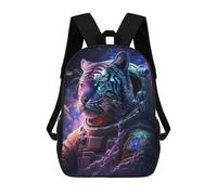 sinyumoney 17inch Children's Backpack 3D Printed Space Tiger Adventure -1 Schoolbag Student Daypack Fashion Casual Lightweight School Bags for School College Travel