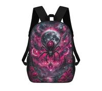 sinyumoney 17inch Children's Backpack 3D Printed Spider with Jewels in Pink Landscape Schoolbag Student Daypack Fashion Casual Lightweight School Bags for School College Travel