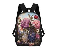 sinyumoney 17inch Children's Backpack 3D Printed Stained Glass Abstract Schoolbag Student Daypack Fashion Casual Lightweight School Bags for School College Travel