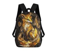 sinyumoney 17inch Children's Backpack 3D Printed Stained Glass Fox Schoolbag Student Daypack Fashion Casual Lightweight School Bags for School College Travel