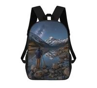 sinyumoney 17inch Children's Backpack 3D Printed Starry Night Mountain Reflections Schoolbag Student Daypack Fashion Casual Lightweight School Bags for School College Travel