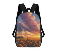 sinyumoney 17inch Children's Backpack 3D Printed Sunflower Field Sunset Schoolbag Student Daypack Fashion Casual Lightweight School Bags for School College Travel