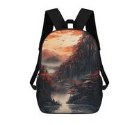 sinyumoney 17inch Children's Backpack 3D Printed Sunset in The Mountains Schoolbag Student Daypack Fashion Casual Lightweight School Bags for School College Travel