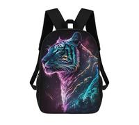 sinyumoney 17inch Children's Backpack 3D Printed Synthwave Tiger Schoolbag Student Daypack Fashion Casual Lightweight School Bags for School College Travel