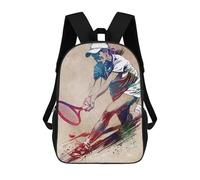 sinyumoney 17inch Children's Backpack 3D Printed Tennis Player Sport Art Schoolbag Student Daypack Fashion Casual Lightweight School Bags for School College Travel