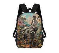 sinyumoney 17inch Children's Backpack 3D Printed Tropical Zebra Jungle Scene Schoolbag Student Daypack Fashion Casual Lightweight School Bags for School College Travel