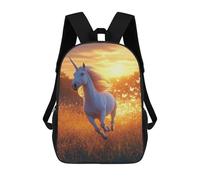 sinyumoney 17inch Children's Backpack 3D Printed Unicorn Galloping In Golden Field Schoolbag Student Daypack Fashion Casual Lightweight School Bags for School College Travel