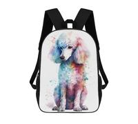 sinyumoney 17inch Children's Backpack 3D Printed Watercolor Poodle Painting Schoolbag Student Daypack Fashion Casual Lightweight School Bags for School College Travel