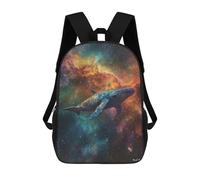 sinyumoney 17inch Children's Backpack 3D Printed Whale in Space Schoolbag Student Daypack Fashion Casual Lightweight School Bags for School College Travel