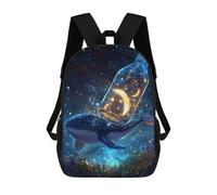sinyumoney 17inch Children's Backpack 3D Printed Whale with Moon in Bottle Schoolbag Student Daypack Fashion Casual Lightweight School Bags for School College Travel