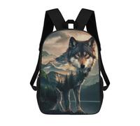 sinyumoney 17inch Children's Backpack 3D Printed Wolf Forest Husky Dog Schoolbag Student Daypack Fashion Casual Lightweight School Bags for School College Travel