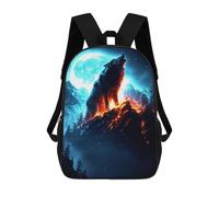 sinyumoney 17inch Children's Backpack 3D Printed Wolf Howling at Full Moon-1 Schoolbag Student Daypack Fashion Casual Lightweight School Bags for School College Travel