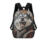 sinyumoney 17inch Children's Backpack 3D Printed Wolf King Art Print Schoolbag Student Daypack Fashion Casual Lightweight School Bags for School College Travel