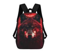 sinyumoney 17inch Children's Backpack 3D Printed Wolf Red Schoolbag Student Daypack Fashion Casual Lightweight School Bags for School College Travel