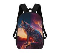sinyumoney 17inch Children's Backpack 3D Printed Wolf Sunset Schoolbag Student Daypack Fashion Casual Lightweight School Bags for School College Travel