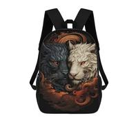 sinyumoney 17inch Children's Backpack 3D Printed Yin Yang Lions Art Print Schoolbag Student Daypack Fashion Casual Lightweight School Bags for School College Travel