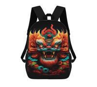sinyumoney 17inch Chinese Mythical Creature Art Print Kids School Backpack 3D Printed Fashion School Bag Casual School Bag for Boys Elementary And Middle School Students