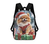 sinyumoney 17inch Christmas Pomeranian Dog Decor Kids School Backpack 3D Printed Fashion School Bag Casual School Bag for Boys Elementary And Middle School Students
