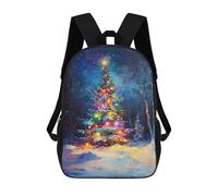 sinyumoney 17inch Christmas Tree Lights Painting Kids School Backpack 3D Printed Fashion School Bag Casual School Bag for Boys Elementary And Middle School Students