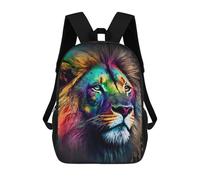 sinyumoney 17inch Color Splash Lion Kids School Backpack 3D Printed Fashion School Bag Casual School Bag for Boys Elementary And Middle School Students