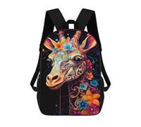 sinyumoney 17inch Colorful Giraffe Art Print-2 Kids School Backpack 3D Printed Fashion School Bag Casual School Bag for Boys Elementary And Middle School Students