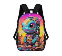 sinyumoney 17inch Colorful Lizard Art Print-2 Kids School Backpack 3D Printed Fashion School Bag Casual School Bag for Boys Elementary And Middle School Students