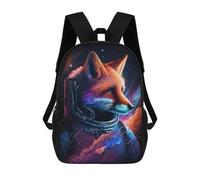 sinyumoney 17inch Cosmic Fox Astronaut Artwork Kids School Backpack 3D Printed Fashion School Bag Casual School Bag for Boys Elementary And Middle School Students