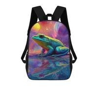 sinyumoney 17inch Cosmic Frog Reflection Kids School Backpack 3D Printed Fashion School Bag Casual School Bag for Boys Elementary And Middle School Students