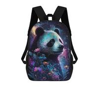 sinyumoney 17inch Cosmic Panda Garden Kids School Backpack 3D Printed Fashion School Bag Casual School Bag for Boys Elementary And Middle School Students