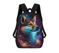 sinyumoney 17inch Cosmic Wolf Portrait Art Print-2 Kids School Backpack 3D Printed Fashion School Bag Casual School Bag for Boys Elementary And Middle School Students